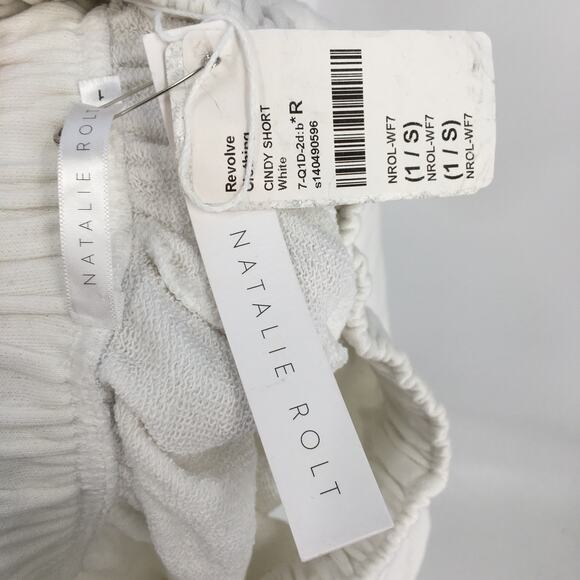 Natalie Rolt Cindy French Terry Short 1/S Elastic Waist Pull On Cotton White NWD - Picture 6 of 6
